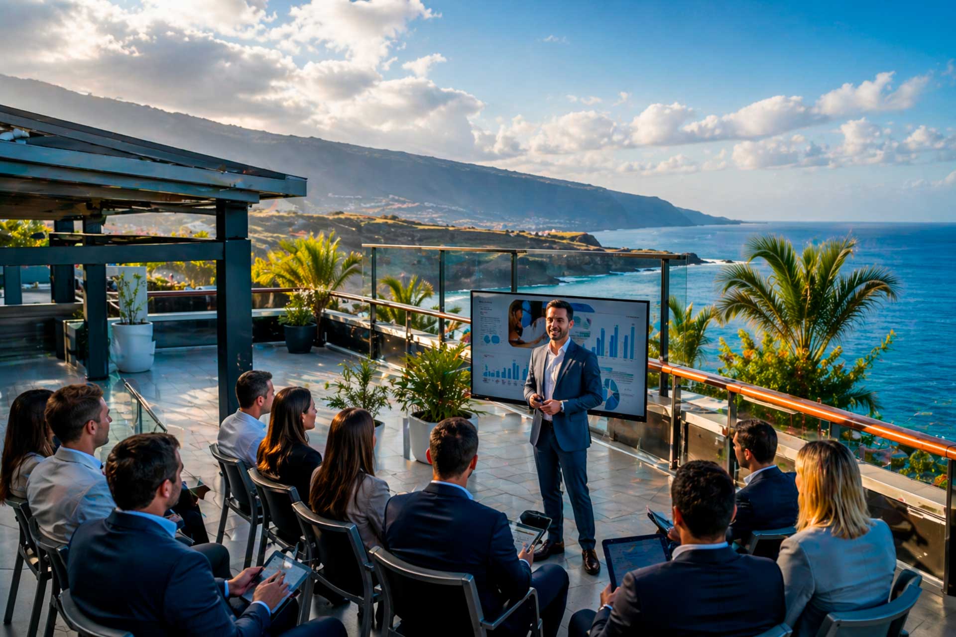 evento corporativo en Tenerife con vistas al mar
